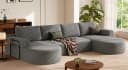 Patbrela Ecksofa Cord U-Form mit 2 Chaise Longue Grau Bild 2
