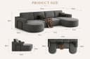 Patbrela Ecksofa Cord U-Form mit 2 Chaise Longue Grau Bild 3