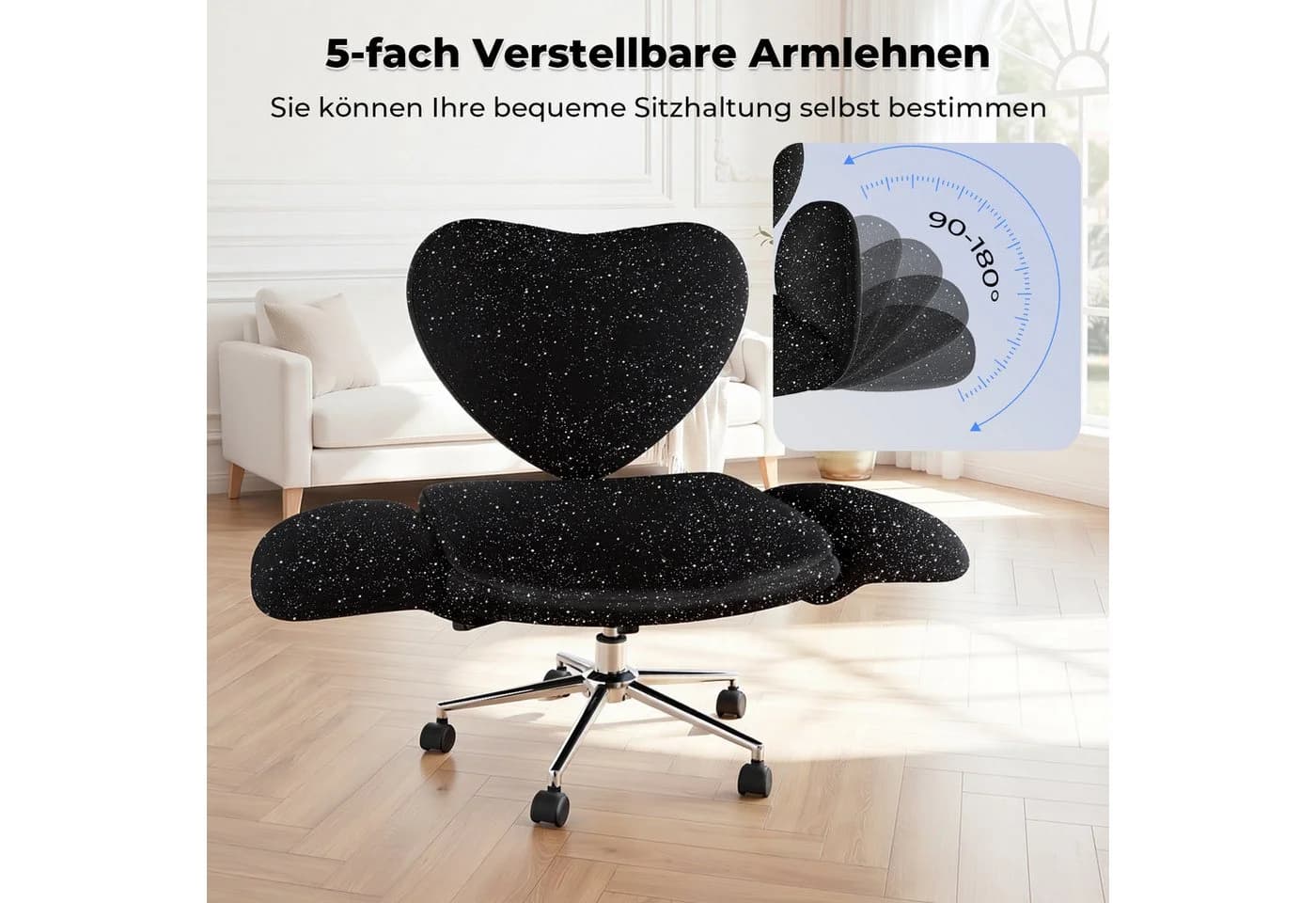 Patbrela Bürostuhl mit klappbarer Tischplatte und Armlehnen Schwarz - Bild 3