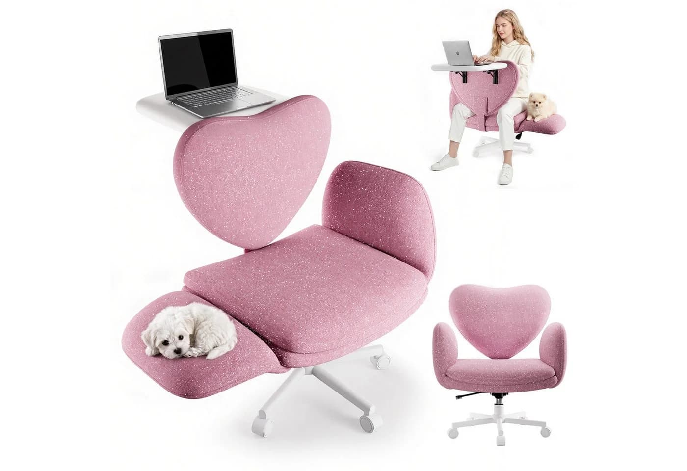 Patbrela Bürostuhl mit klappbarer Tischplatte Rosa - Bild 2
