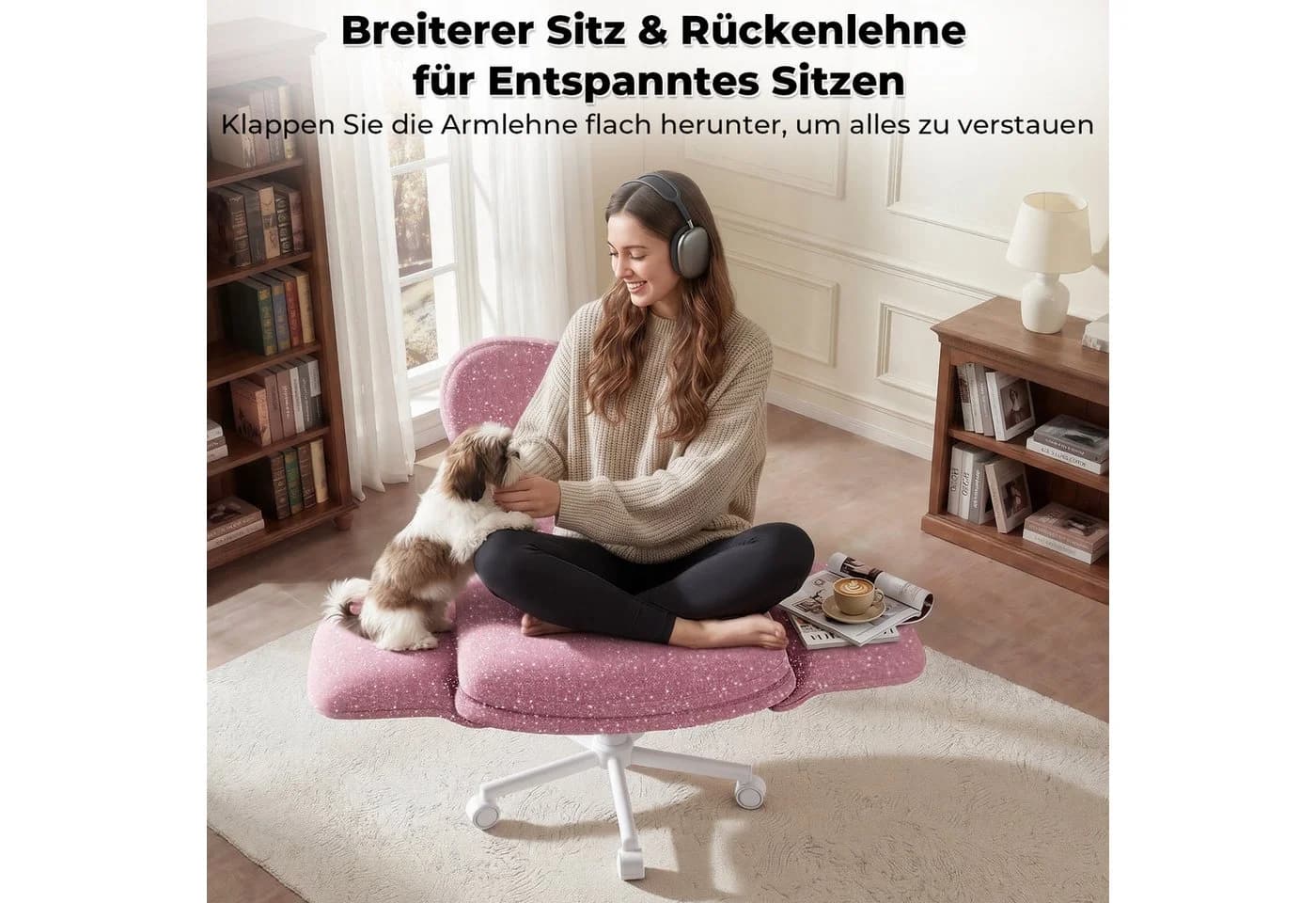 Patbrela Bürostuhl mit klappbarer Tischplatte Rosa - Bild 4