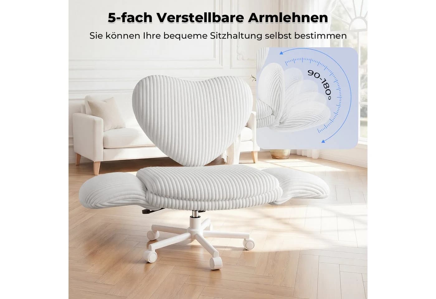 Patbrela Bürostuhl mit klappbarer Tischplatte, 360° drehbar, bis 180 kg - Bild 4