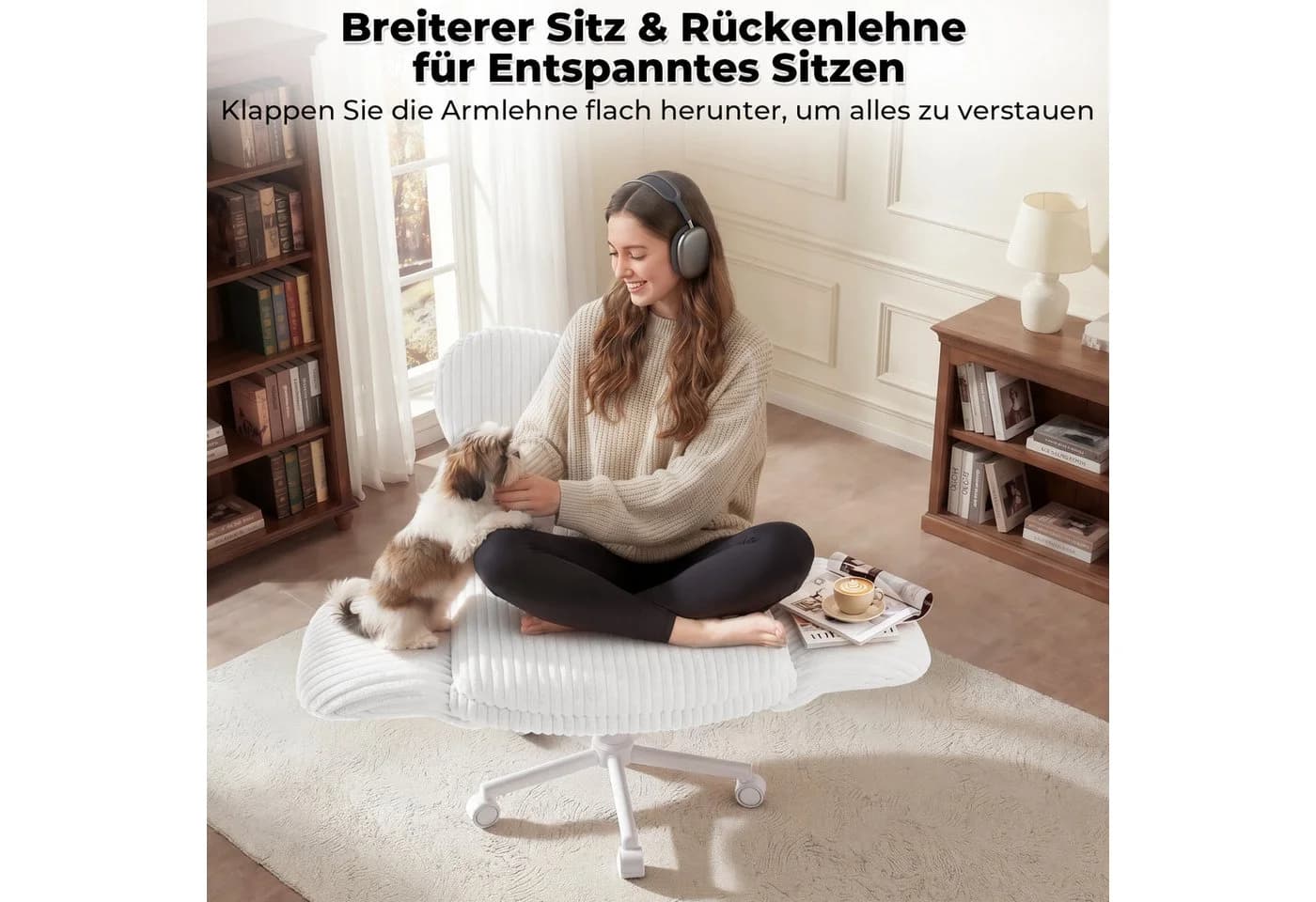 Patbrela Bürostuhl mit klappbarer Tischplatte, 360° drehbar, bis 180 kg - Bild 5