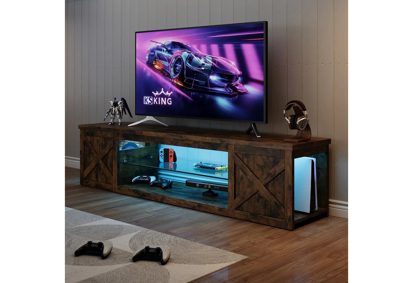 Patbrela TV-Schrank Landhausstil mit RGB-LED & offenem Stauraum - Bild 2