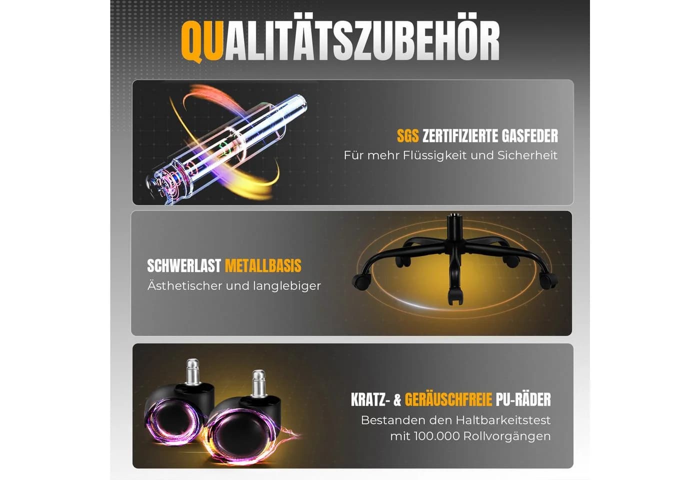 GTPLAYER Gaming-Stuhl Stoff Ergonomisch mit Fußstütze - Bild 3