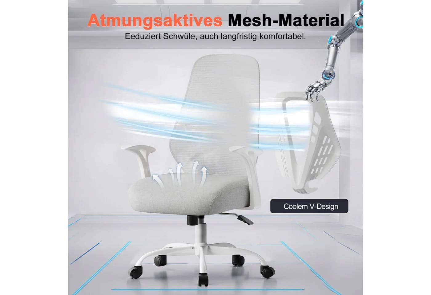 COMHOMA Bürostuhl Drehstuhl Ergonomisch Schwarz Grau - Bild 3