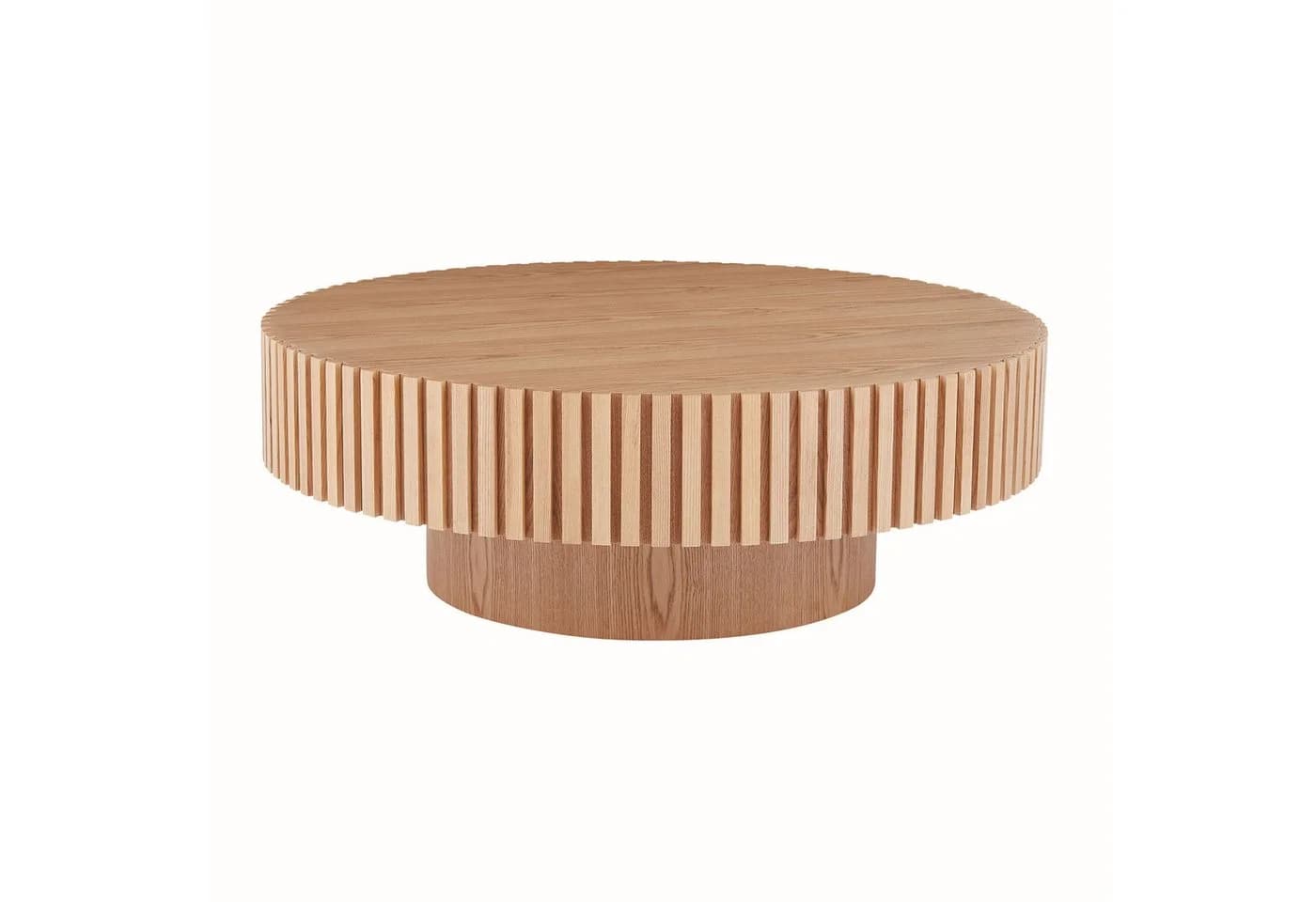 NJLyuhome Couchtisch Beistelltisch Runder Kaffetisch mit Massivholz-Rahmen, 80x35cm - Bild 3