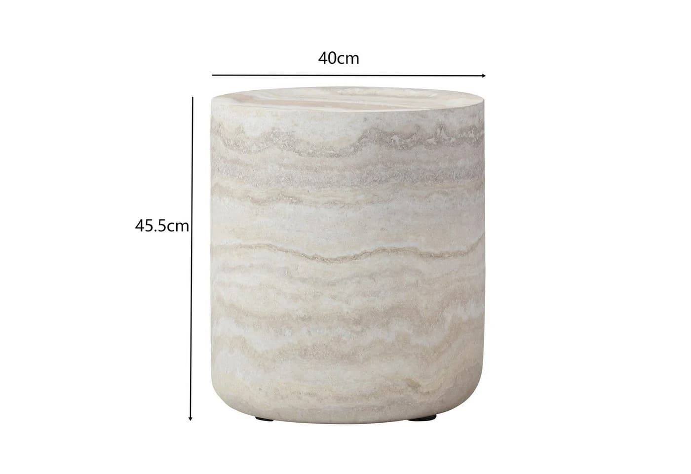 NJLyuhome Couchtisch Zylindrisch Beige Travertin-Look Glasfaserbeton