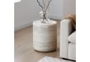 NJLyuhome Couchtisch Zylindrisch Beige Travertin-Look Glasfaserbeton Bild 2