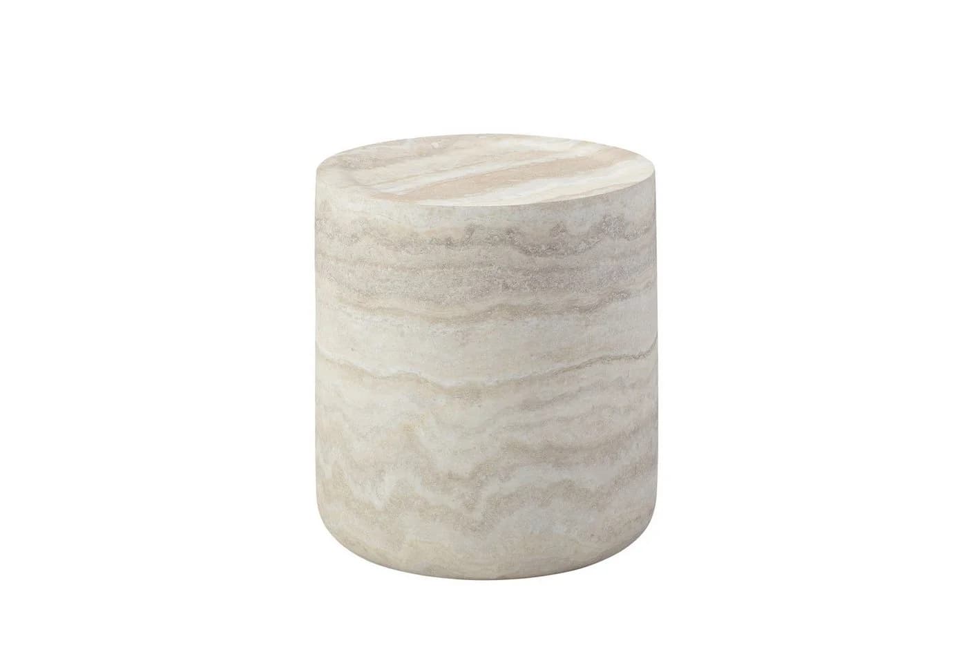 NJLyuhome Couchtisch Zylindrisch Beige Travertin-Look Glasfaserbeton - Bild 3