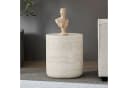 NJLyuhome Couchtisch Zylindrisch Beige Travertin-Look Glasfaserbeton Bild 4
