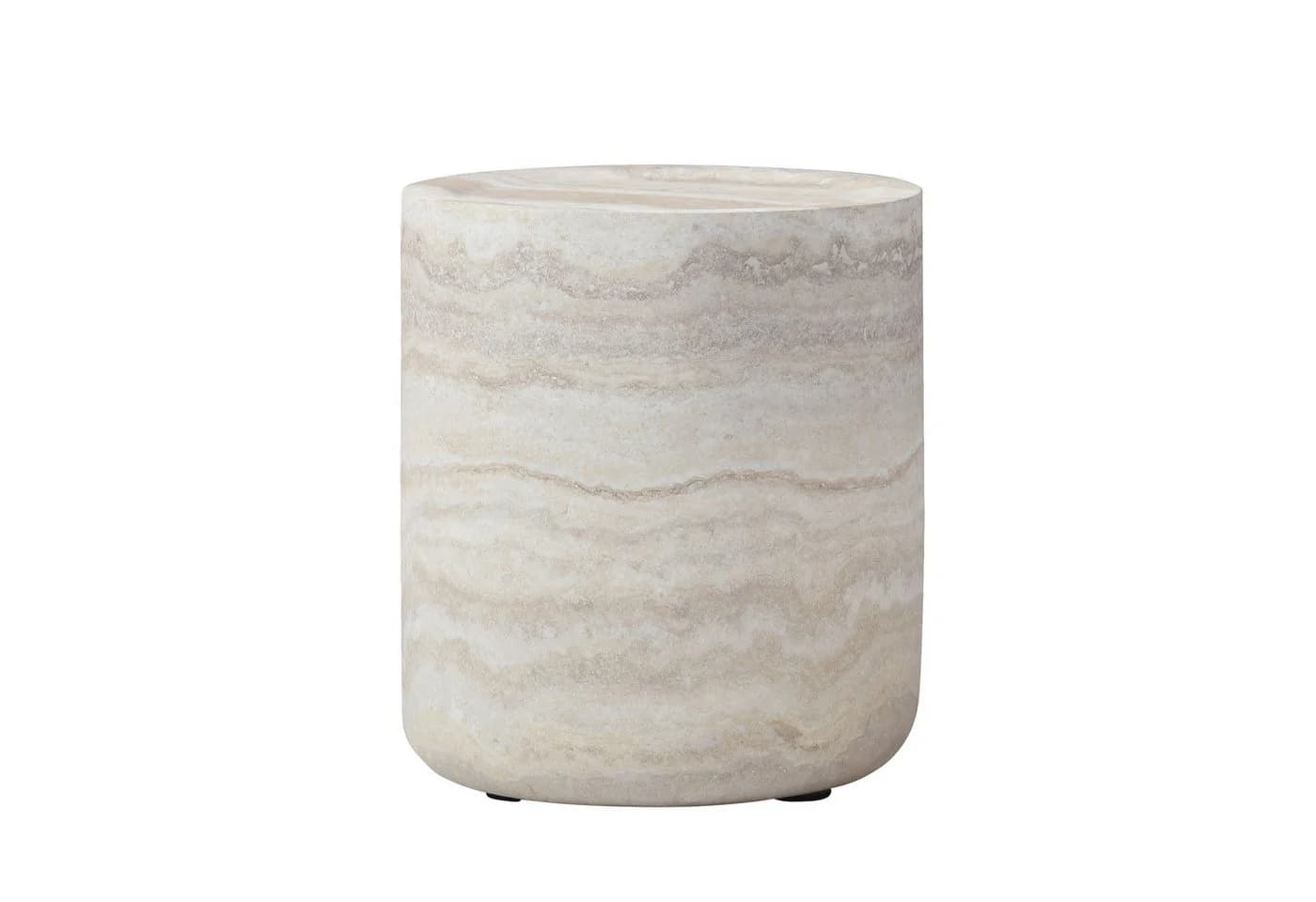 NJLyuhome Couchtisch Zylindrisch Beige Travertin-Look Glasfaserbeton - Bild 5