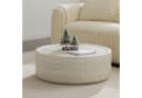 NJLyuhome Couchtisch rund 80 cm Travertin-Look Glasfaserbeton Bild 2