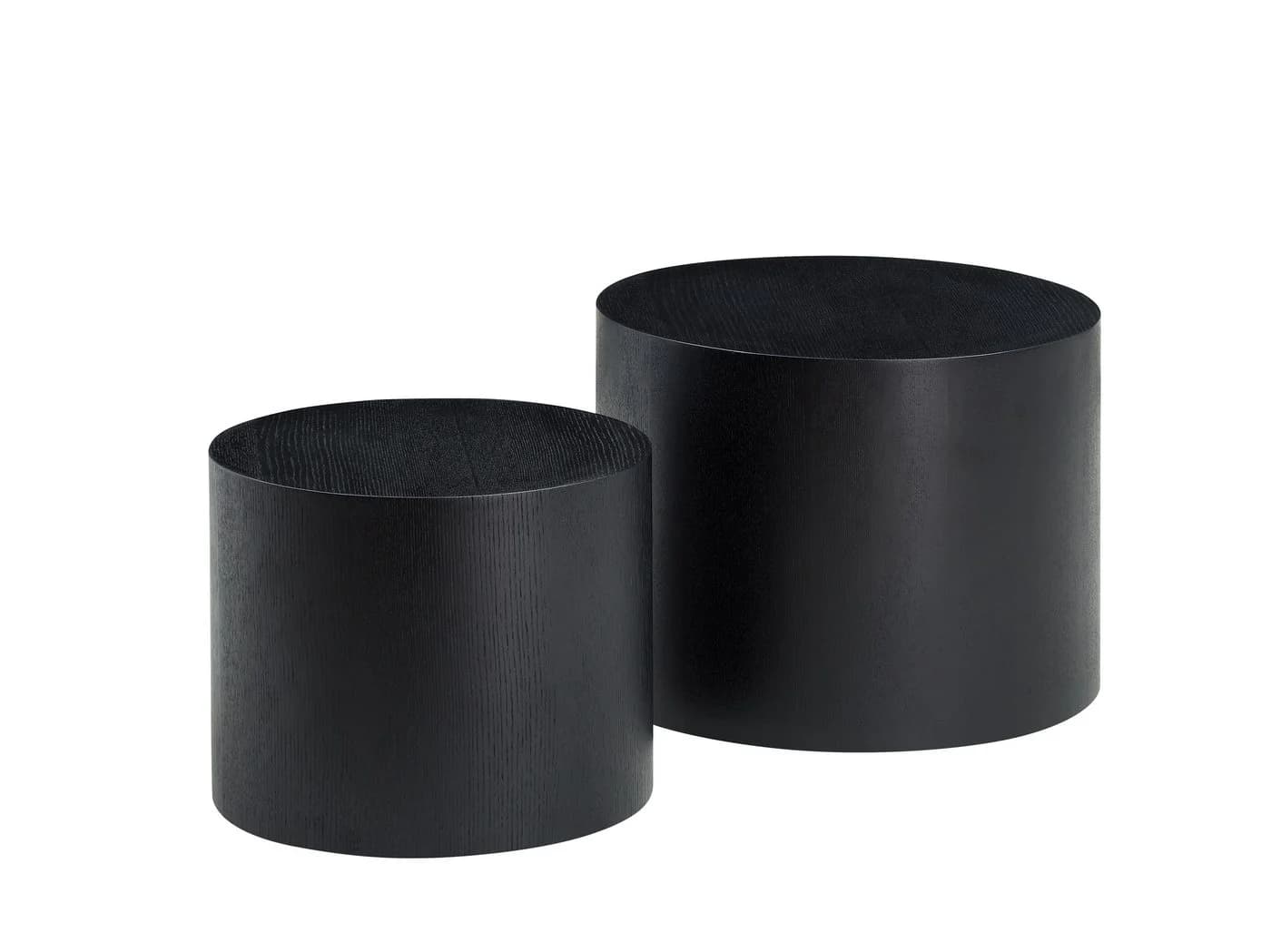 NJLyuhome Couchtisch Schwarzer runder Beistelltisch-Set Nesting Tische 2-teilig