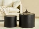 NJLyuhome Couchtisch Schwarzer runder Beistelltisch-Set Nesting Tische 2-teilig Bild 5