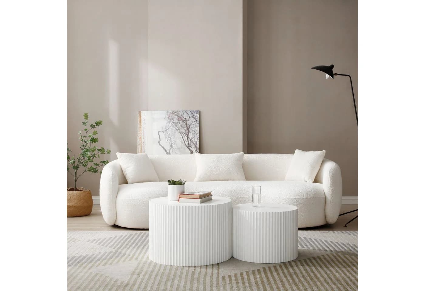 NJLyuhome Couchtisch Nesting Set Weiß Modern 2-tlg. MDF