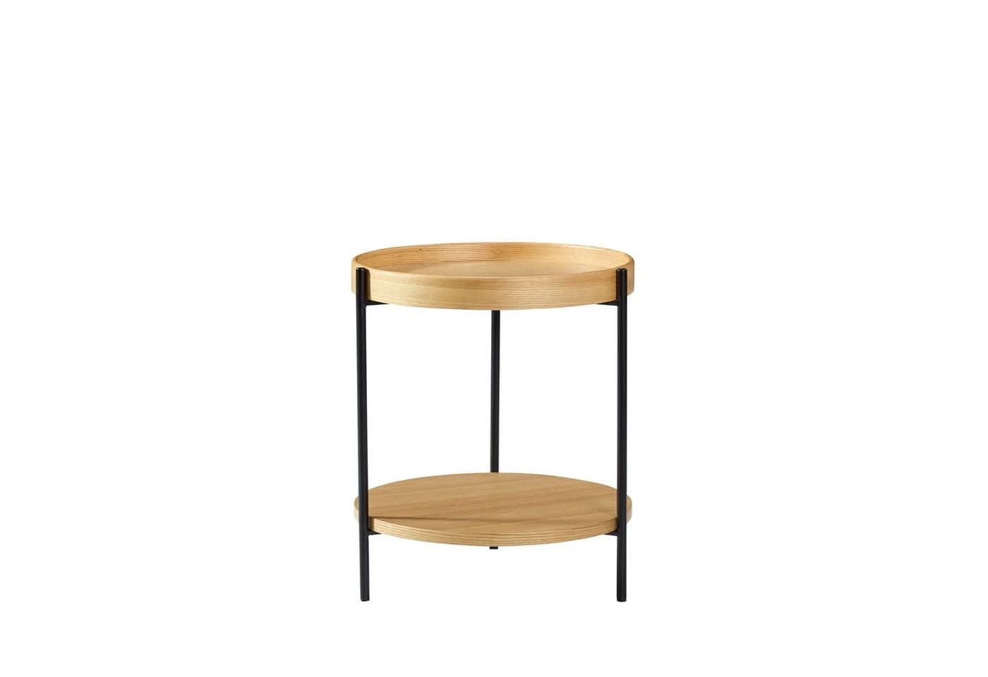 NJLyuhome Couchtisch rund 44cm Schwarz/Natur MDF Metallgestell - Bild 3