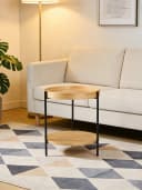 NJLyuhome Couchtisch rund 44cm Schwarz/Natur MDF Metallgestell Bild 4