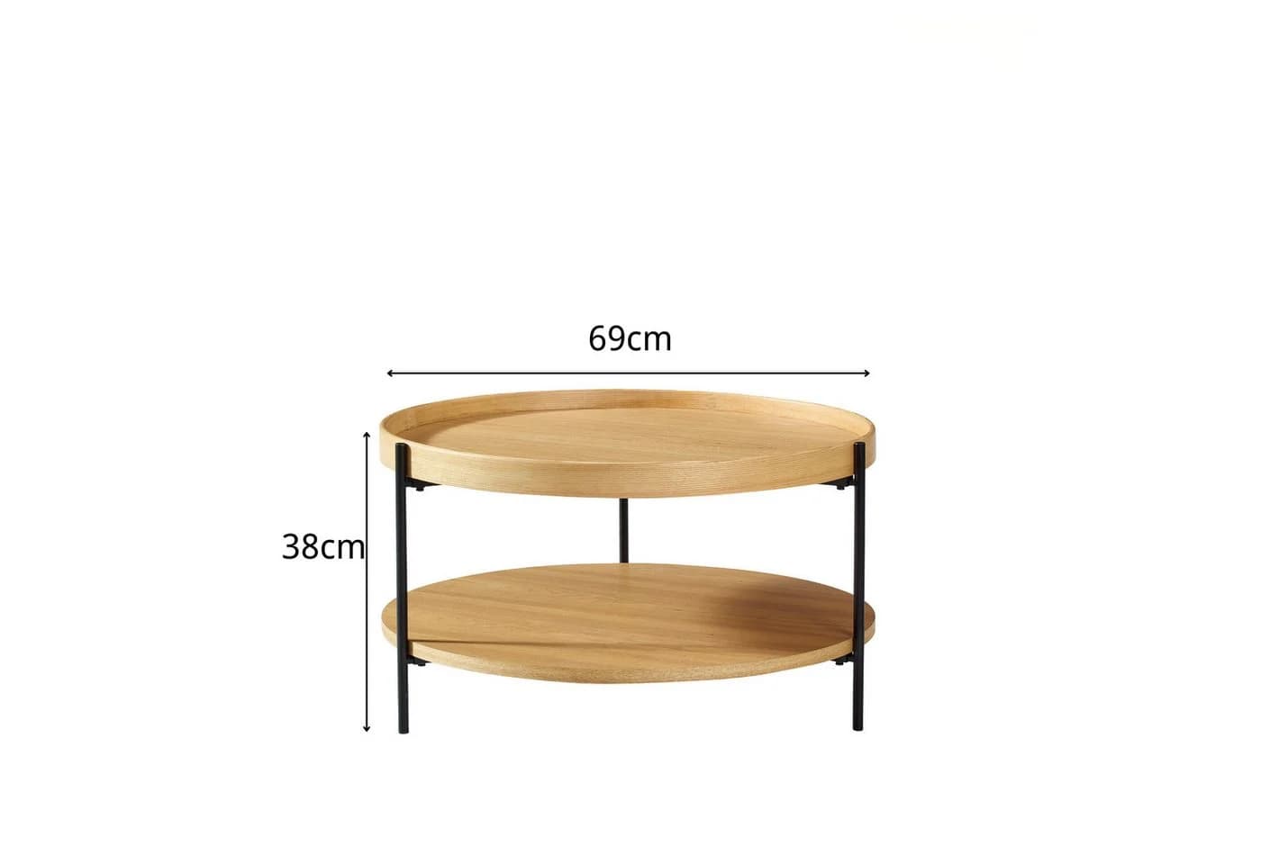 NJLyuhome Couchtisch 2 Ebenen MDF Echtholz Furnier