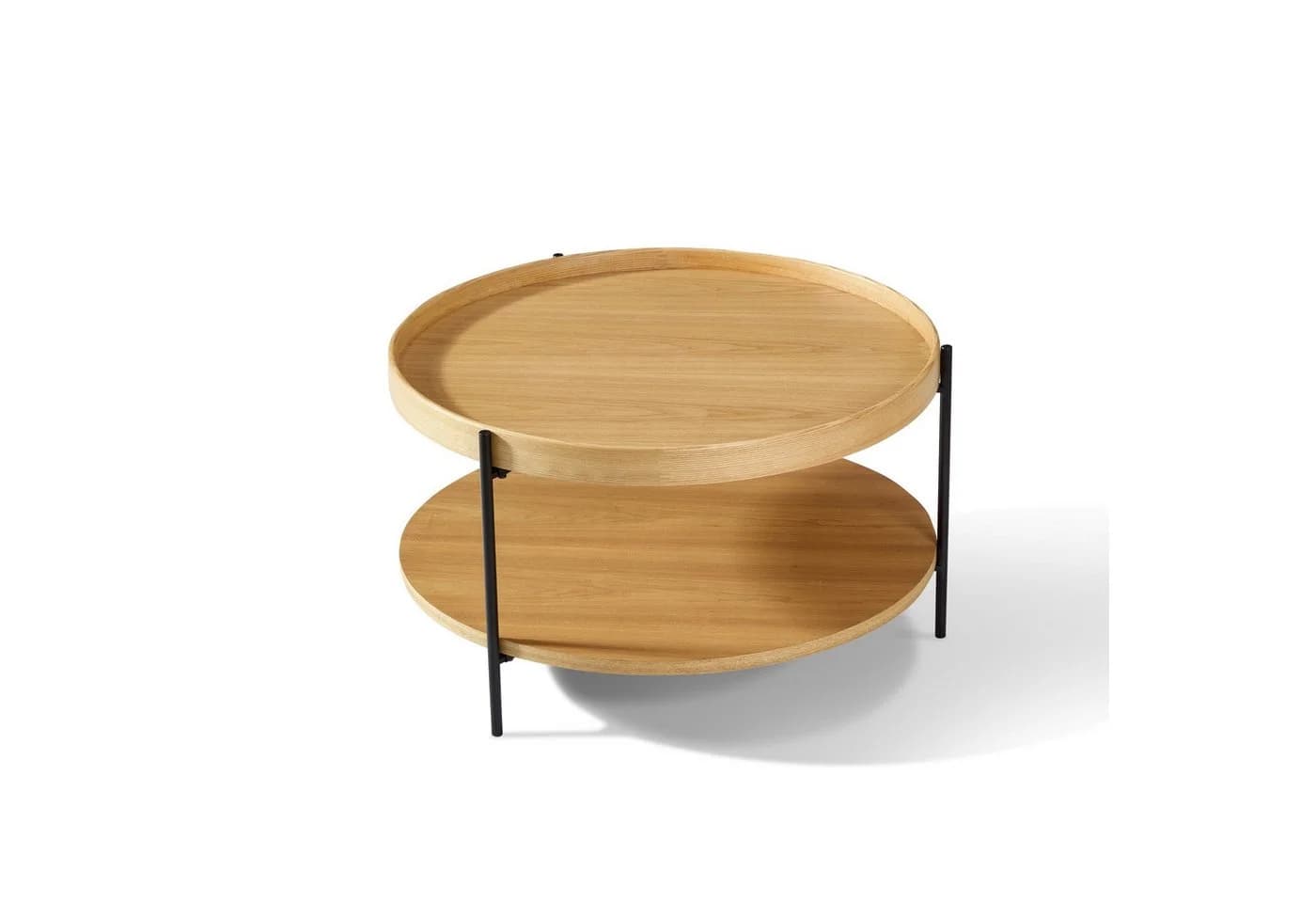 NJLyuhome Couchtisch 2 Ebenen MDF Echtholz Furnier - Bild 5