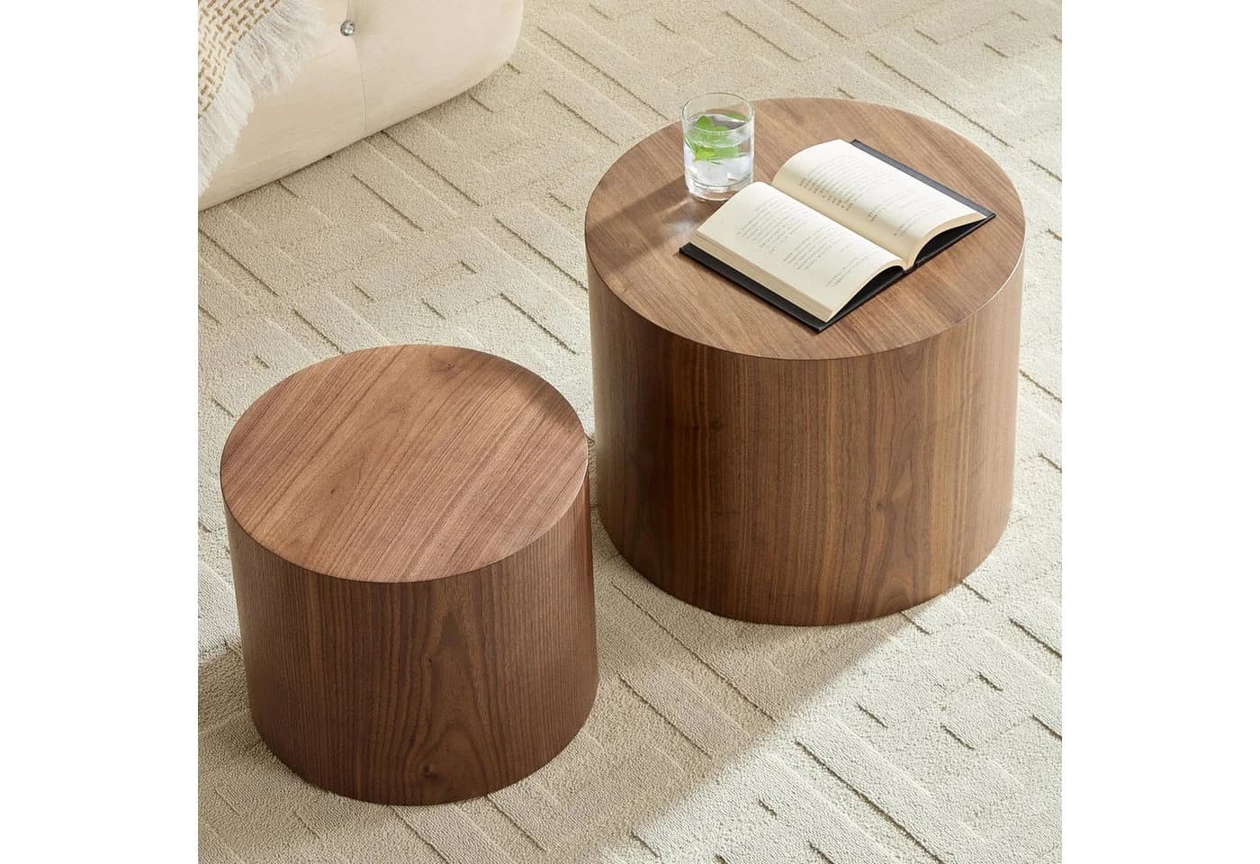 NJLyuhome Couchtisch Wohnzimmertisch 2-teiliges Beistelltisch-Set Holzoptik - Bild 4