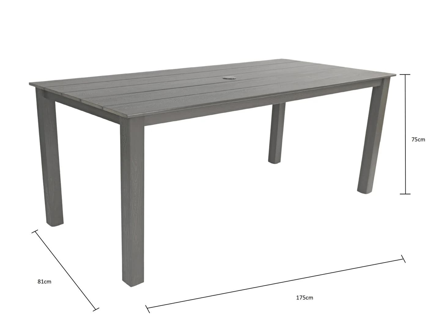 NJLyuhome Outdoor-Esstisch Grau mit Schirmloch