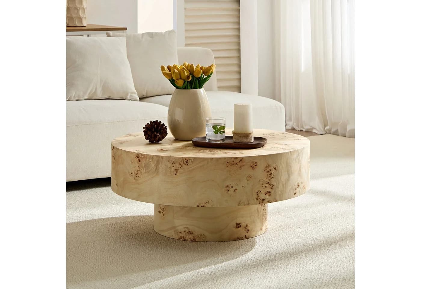 WILLIAMSPACE Runder Couchtisch Benno mit Burl Furnier Minimalistisch - Bild 3