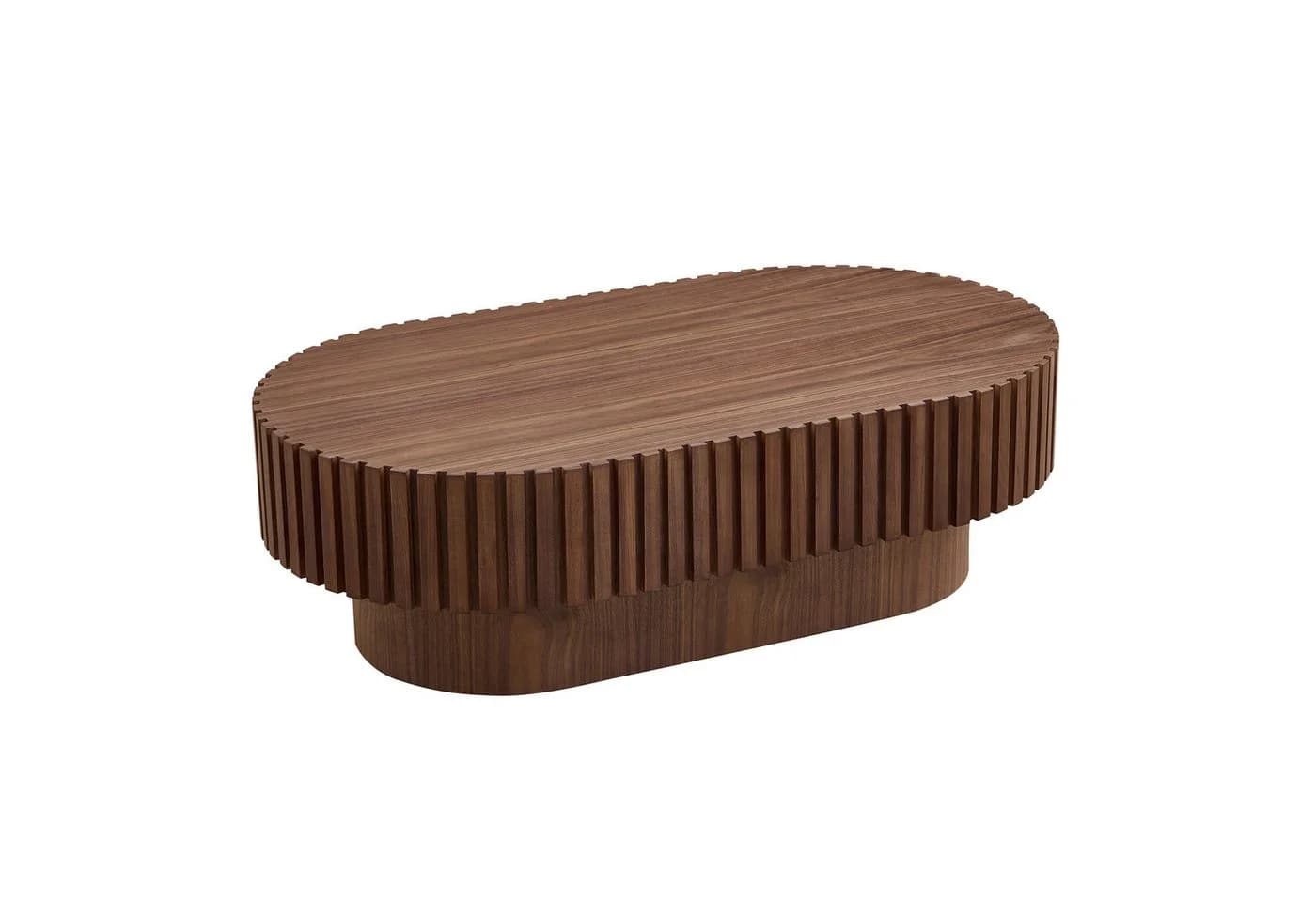 WILLIAMSPACE Couchtisch Neo Oval Geriffelt Walnuss Modern - Bild 3