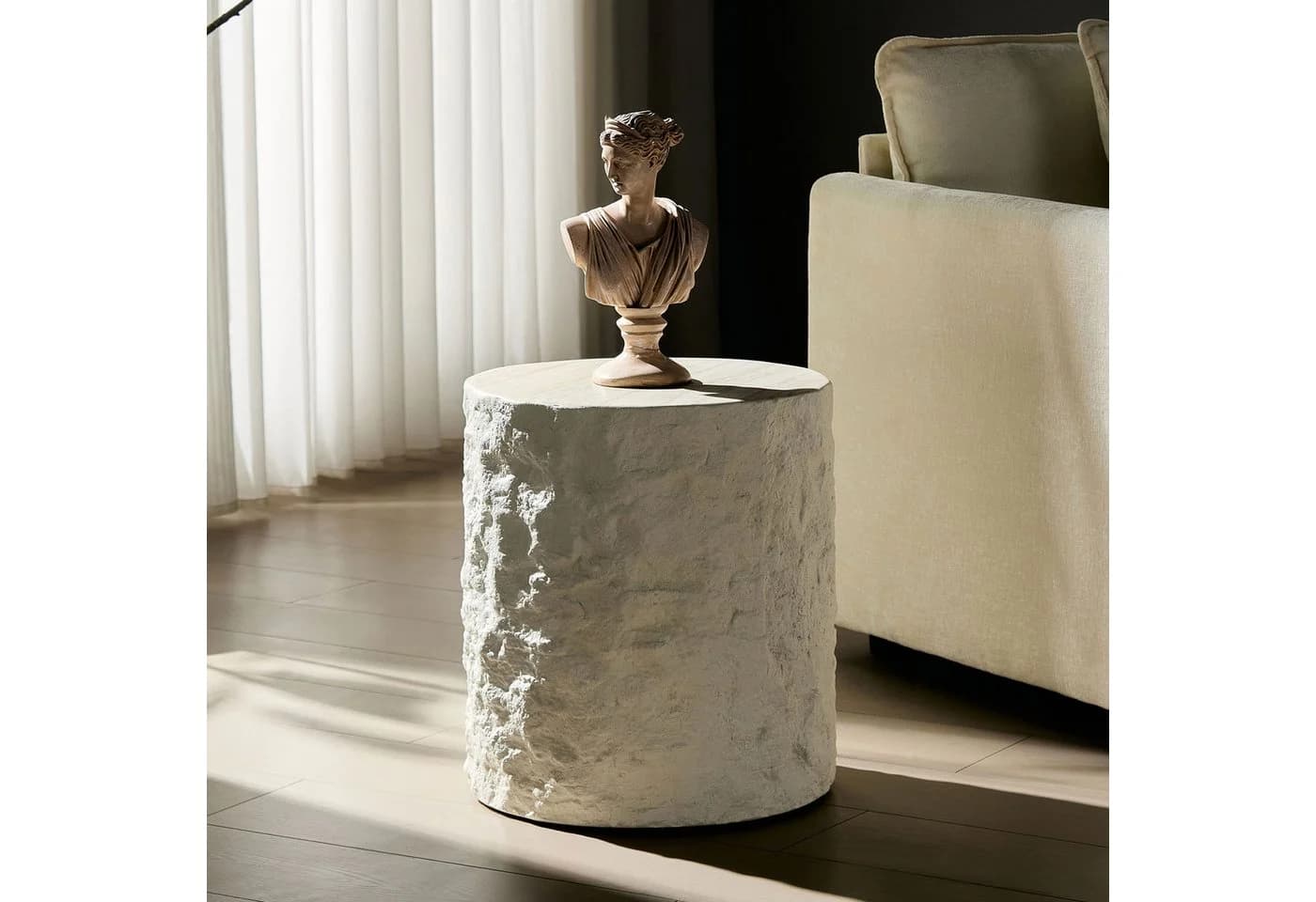 WILLIAMSPACE Runder Beistelltisch Column Fiberglas Naturstein-Optik - Bild 4