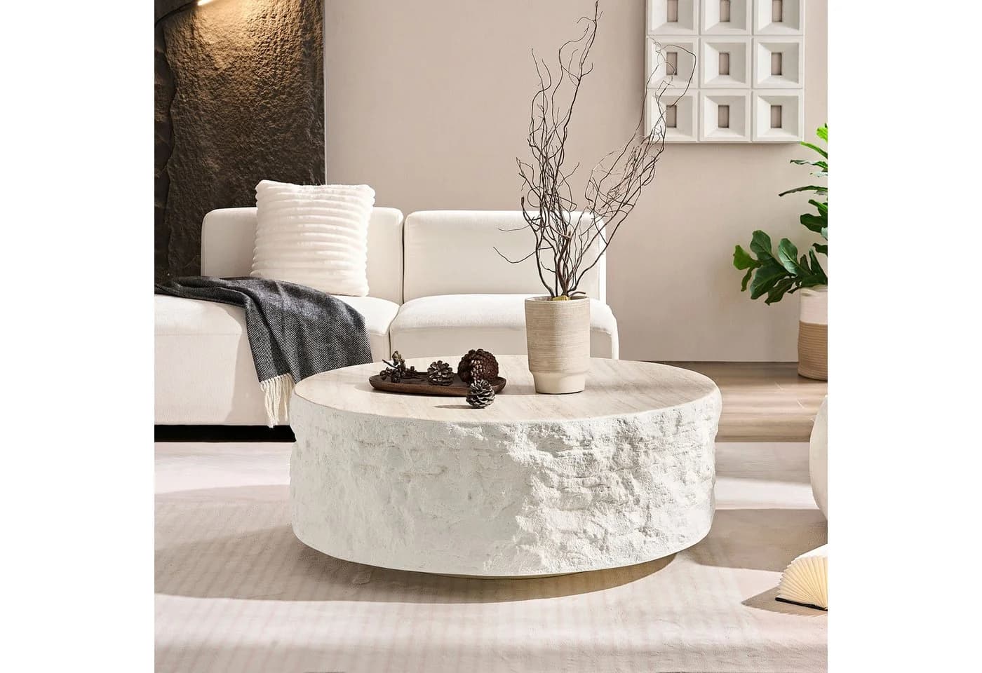 WILLIAMSPACE Couchtisch Column Runder Tisch Fiberglas Steinoptik - Bild 2