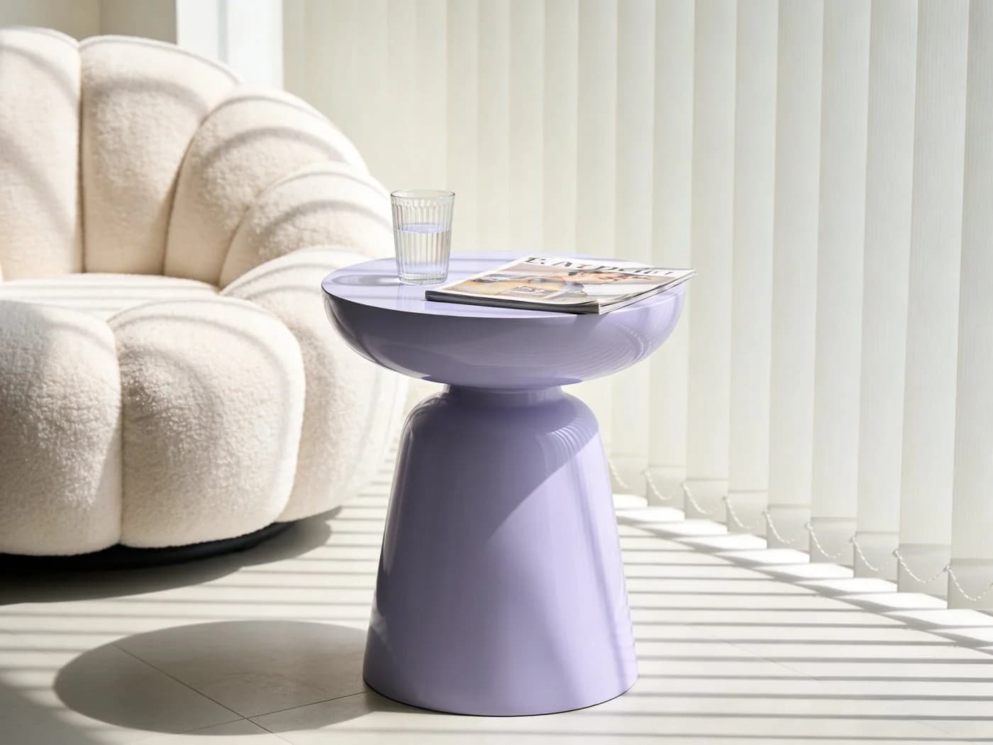 WILLIAMSPACE Runder Beistelltisch Meta Violett Fiberglas Modern - Bild 4