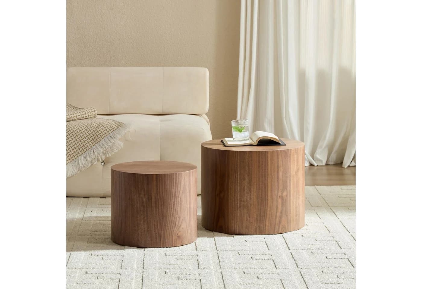 WILLIAMSPACE Couchtisch Lazio runder 2er-Set Nesting Tische Braun - Bild 2