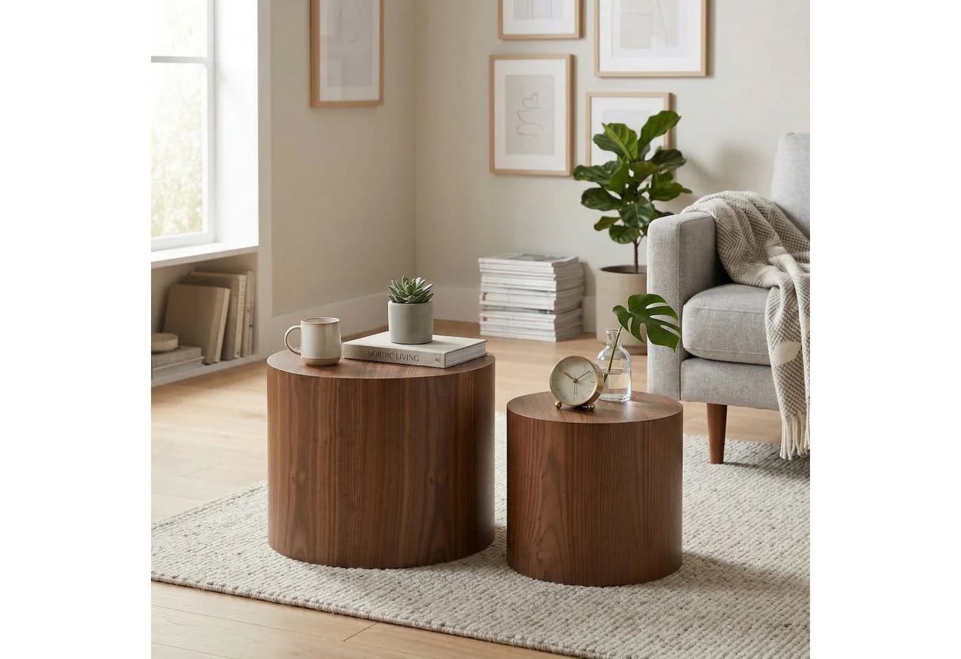 WILLIAMSPACE Couchtisch Lazio runder 2er-Set Nesting Tische Braun - Bild 4
