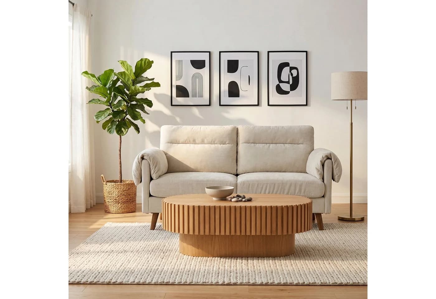 WILLIAMSPACE 2-Sitzer Sofa Modern Chenille Weiß