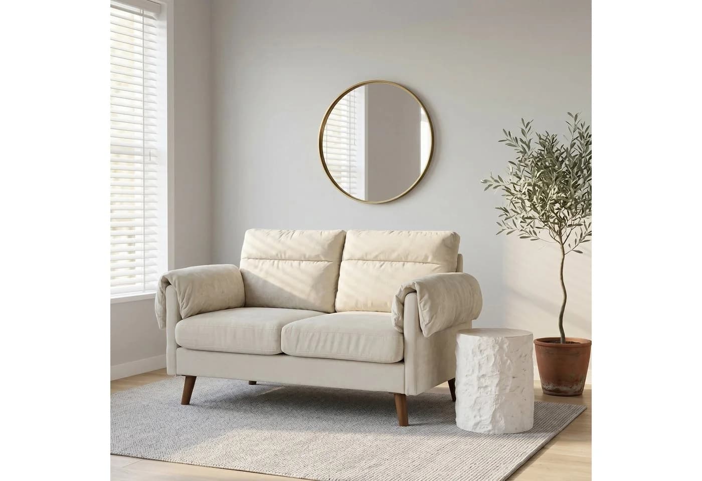 WILLIAMSPACE 2-Sitzer Sofa Modern Chenille Weiß - Bild 5