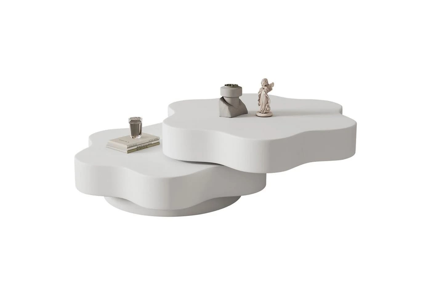 WILLIAMSPACE Couchtisch mit Drehfunktion, modernes Design in Wolkenform, Weiß - Bild 3