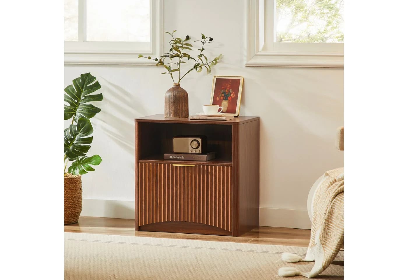 WILLIAMSPACE Nachttisch NOVA Braun Gold Rillendesign - Bild 3