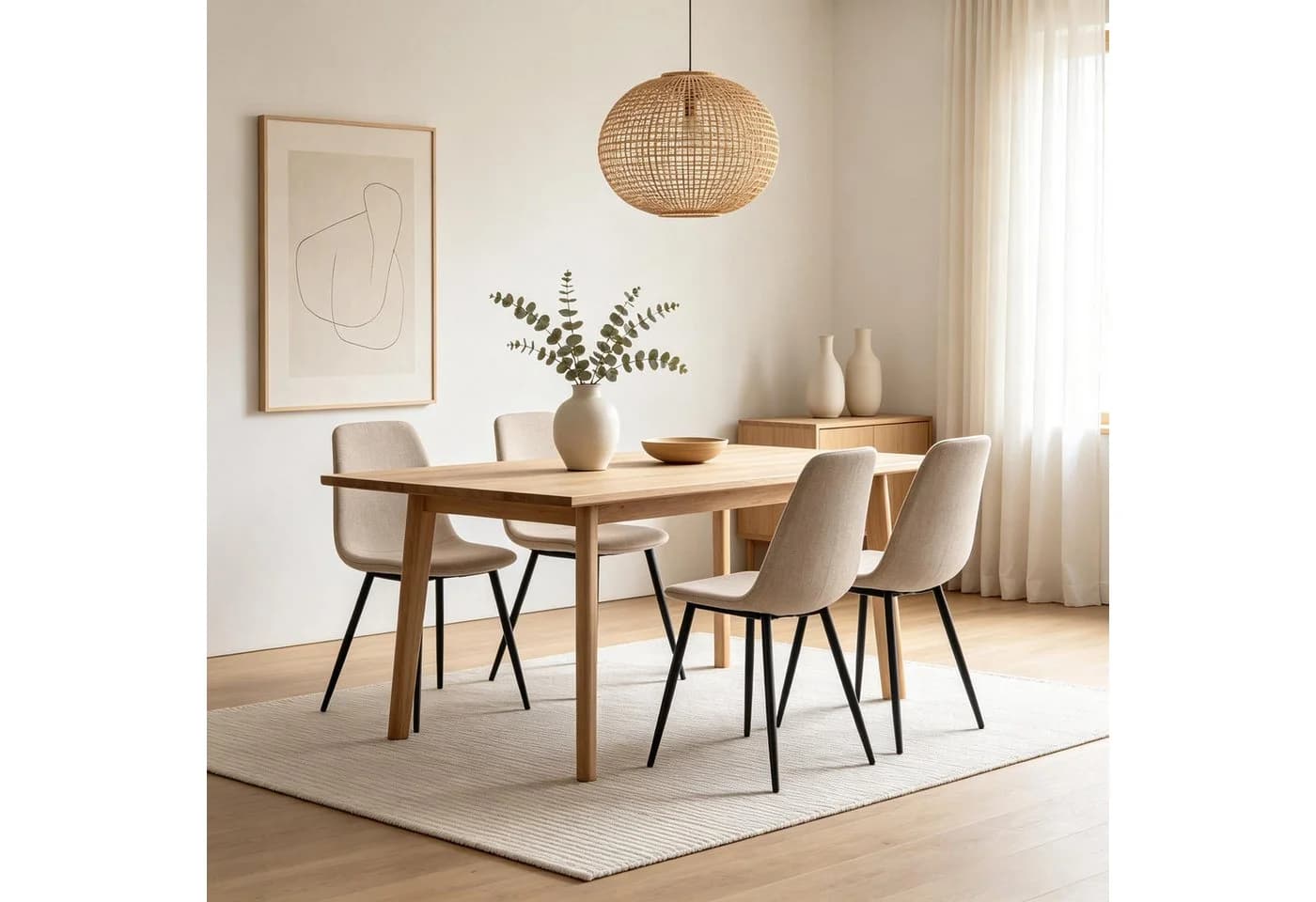 WILLIAMSPACE Esszimmerstuhl Zoe 2er-Set Beige/Weiß Stoff Metall - Bild 3
