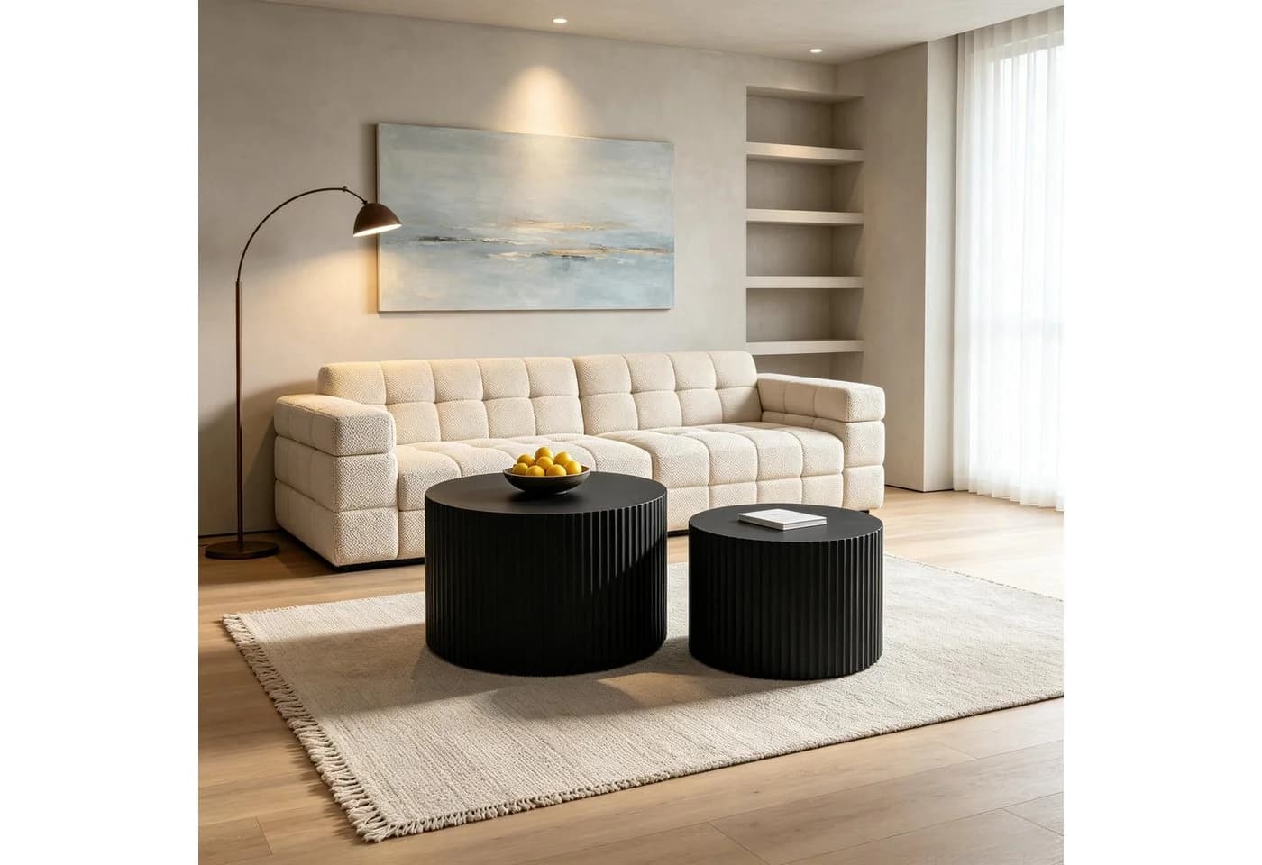 WILLIAMSPACE Couchtisch Set Schwarz MDF Rund ineinander schiebbar - Bild 3