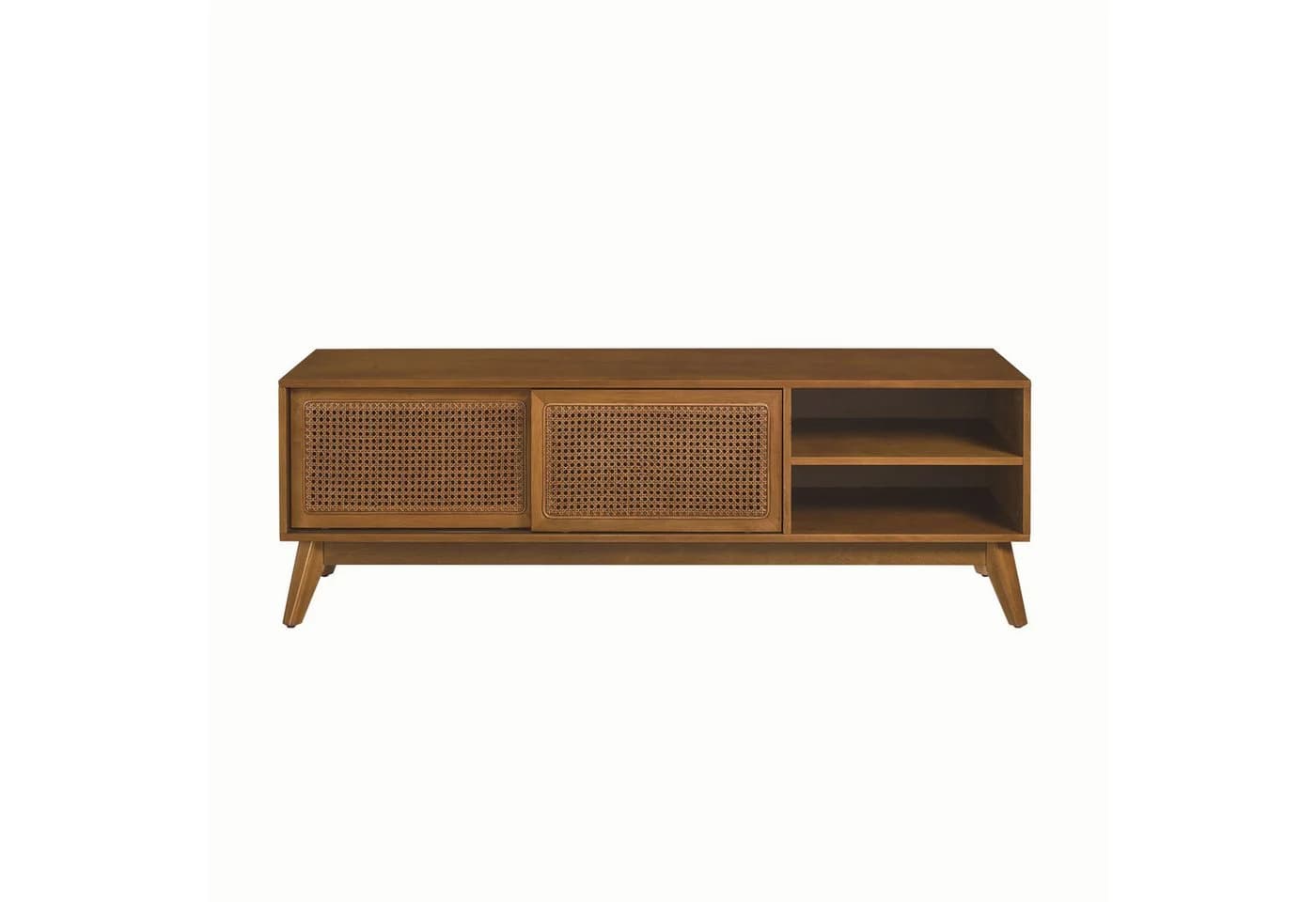WILLIAMSPACE TV-Schrank Lumen Rattan Echtholzfurnier Schiebetüren Braun