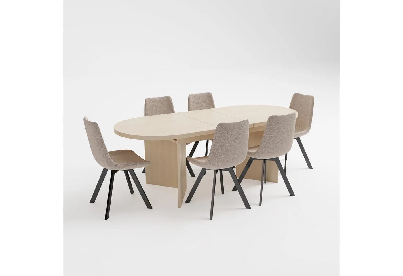 WILLIAMSPACE Essgruppe 7-tlg. Oval Ausziehbar Braun