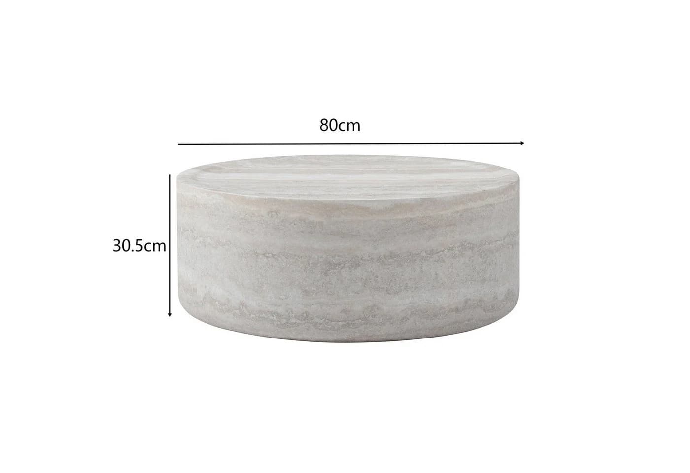 WILLIAMSPACE Niedriger Zylindrischer Couchtisch Stein-Optik Glasfaser - Bild 5