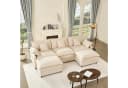 LITBIRD U-förmiges Ecksofa 3-Sitzer mit Hocker Beige Leinen Bild 2