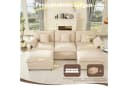 LITBIRD U-förmiges Ecksofa 3-Sitzer mit Hocker Beige Leinen Bild 3