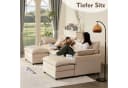 LITBIRD U-förmiges Ecksofa 3-Sitzer mit Hocker Beige Leinen Bild 4