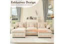 LITBIRD U-förmiges Ecksofa 3-Sitzer mit Hocker Beige Leinen Bild 5