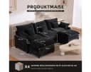 LITBIRD U-förmiges Ecksofa mit Hocker Chenille Schwarz Bild 1