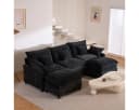 LITBIRD U-förmiges Ecksofa mit Hocker Chenille Schwarz Bild 2