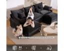 LITBIRD U-förmiges Ecksofa mit Hocker Chenille Schwarz Bild 4