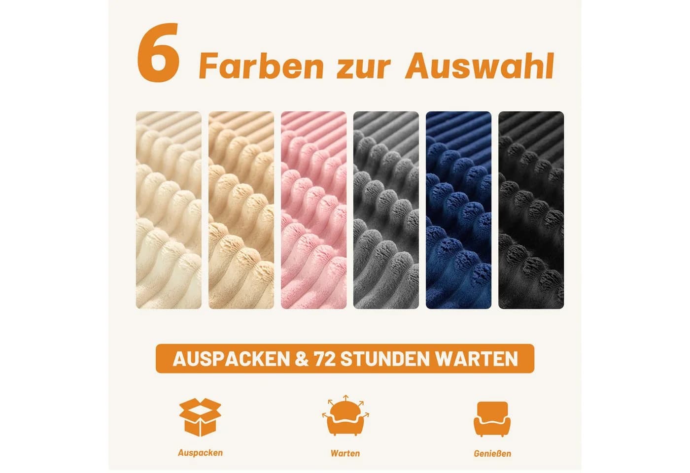 LITBIRD Ecksofa U-förmig Rosa Cordstoff Schlafsofa - Bild 3